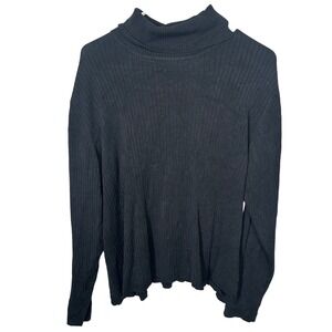 Chico's Black Turtleneck Long-Sleeved Sweater Ribbed Texture Chico 3 (XL 16)